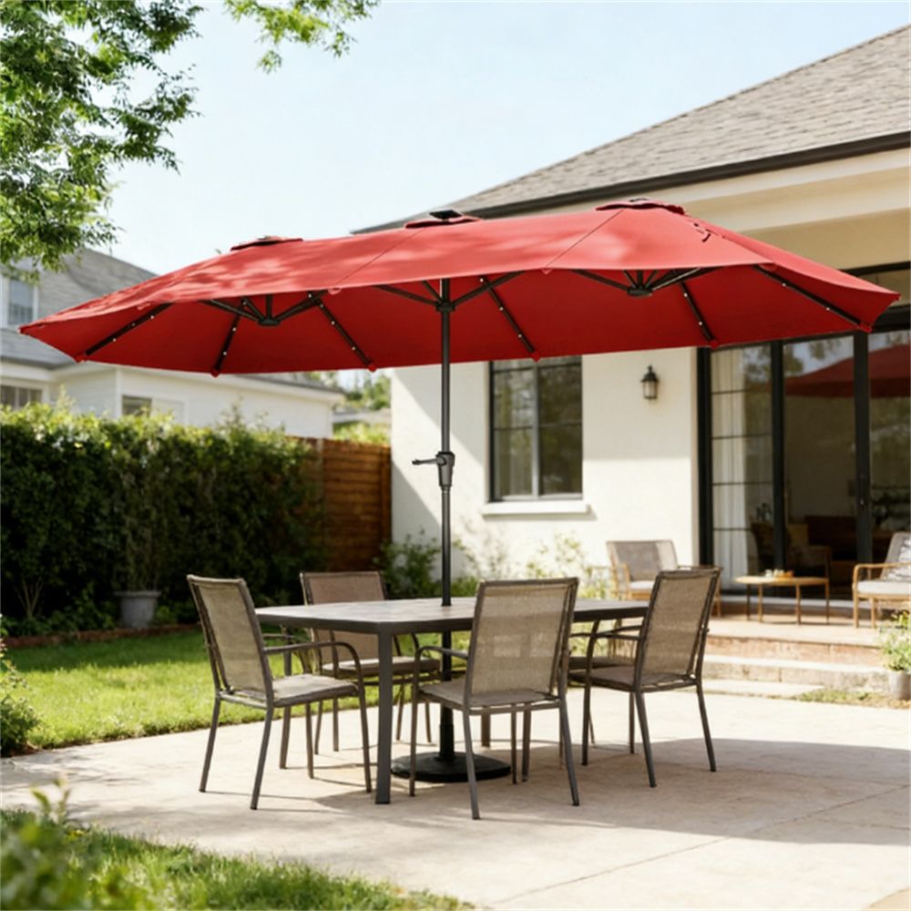Terrace Umbrella, Garden Umbrella, Courtyard Umbrella, Wine Red(No Base)