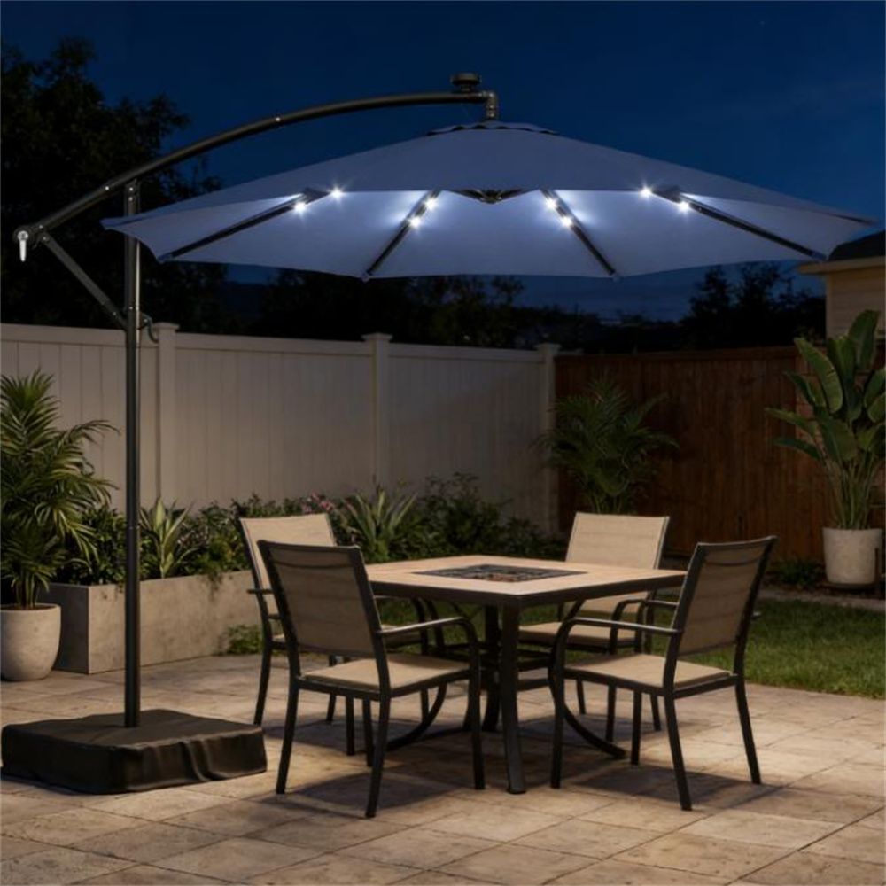 Terrace Umbrella, Outdoor Umbrella, Courtyard Umbrella, Dark Blue(with Base)