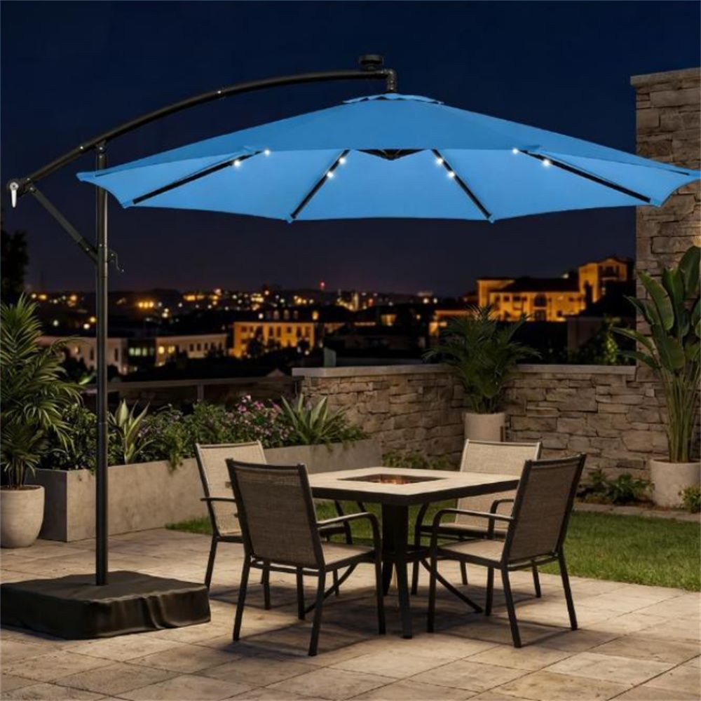 Terrace Umbrella, Outdoor Umbrella, Courtyard Umbrella, Lake Blue (with Base)