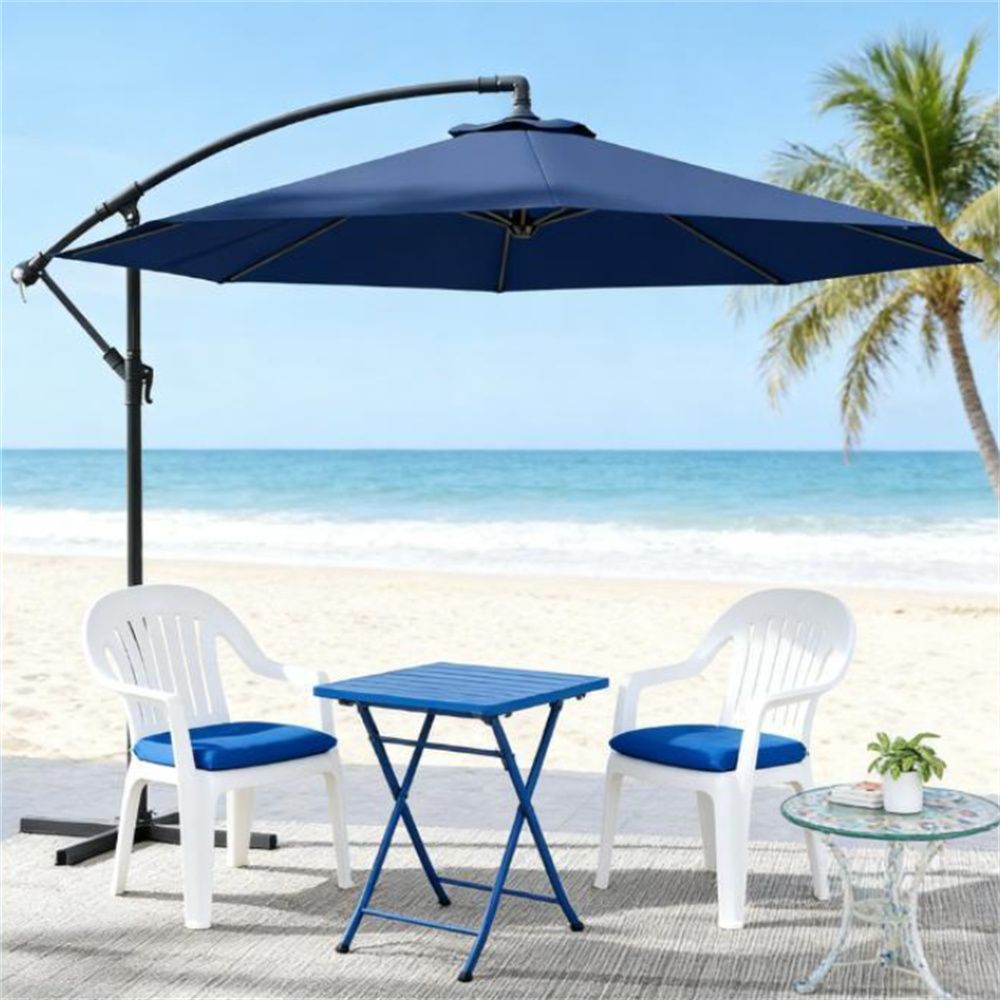Terrace Umbrella, Outdoor Umbrella, Courtyard Umbrella, Navy Blue(with Base)