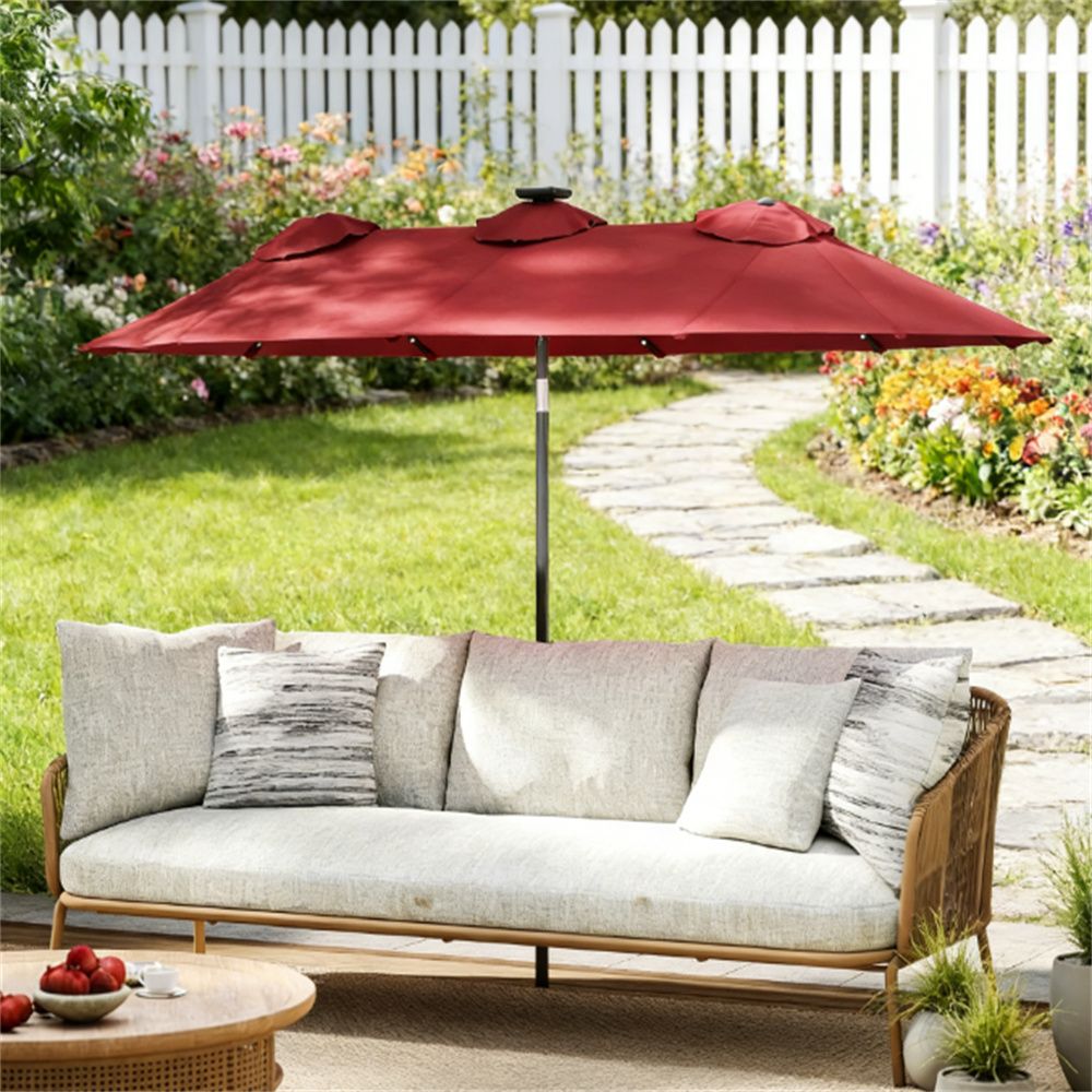 Terrace Umbrella, Outdoor Umbrella, Courtyard Umbrella, Sun Umbrella, Wine Red