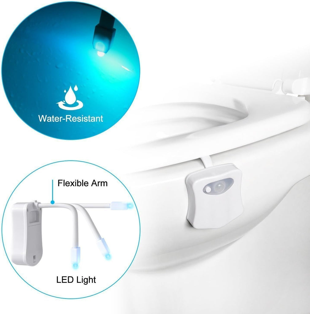 The Original Toilet Night Light Gadget, Fun Bathroom Lighting Add on Toilet Bowl Seat, Motion Sensor Activated LED 9 Color Modes - Weird Novelty Funny Birthday Gag Gifts for Men, Dad, Kids & Toddlers