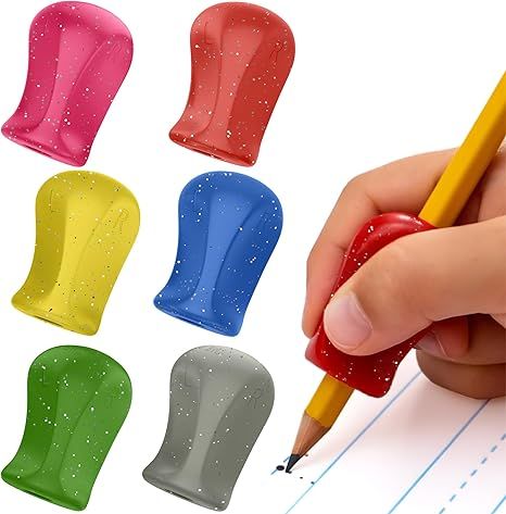 The Pencil Grip Glitter Pencil Grippers 6 Pcs, Pencil Grips for Kids Handwriting, Ergonomic Pen Grip for Righties & Lefties, Pencil Holder for Kids, Toddlers, Adults, Writing Tool with Finger Cushion