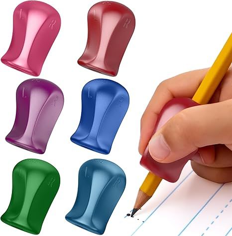The Pencil Grip Metallic Grippers 6-Pack, Pencil Grips for Kids Handwriting, Ergonomic Pen Holder for Righties & Lefties, Writing Practice for Kids, Toddlers, Adults, Writing Tool with Finger Cushion
