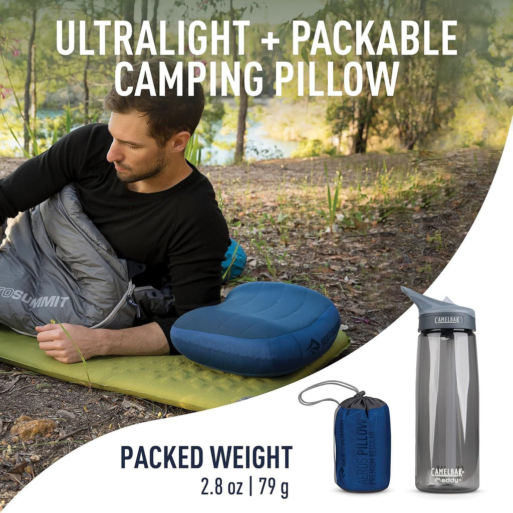 Thick Camping Memory Foam Pillow, Compressible & Ultralight Travel Pillow for Backpacking - Ergonomic Neck & Lumbar Support for Side Sleepers, Compact for Hiking, Car, Airplane