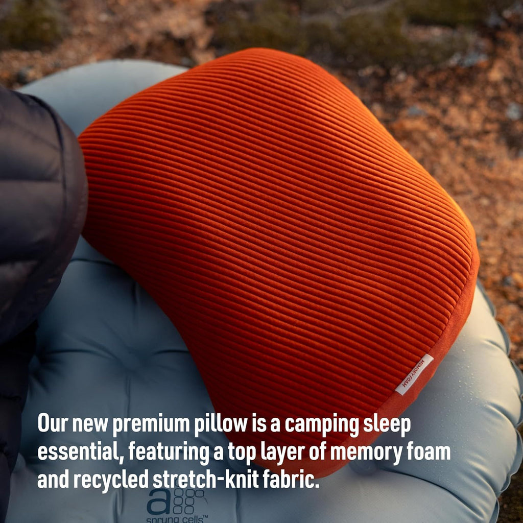Thick Camping Memory Foam Pillow, Compressible & Ultralight Travel Pillow for Backpacking - Ergonomic Neck & Lumbar Support for Side Sleepers, Compact for Hiking, Car, Airplane