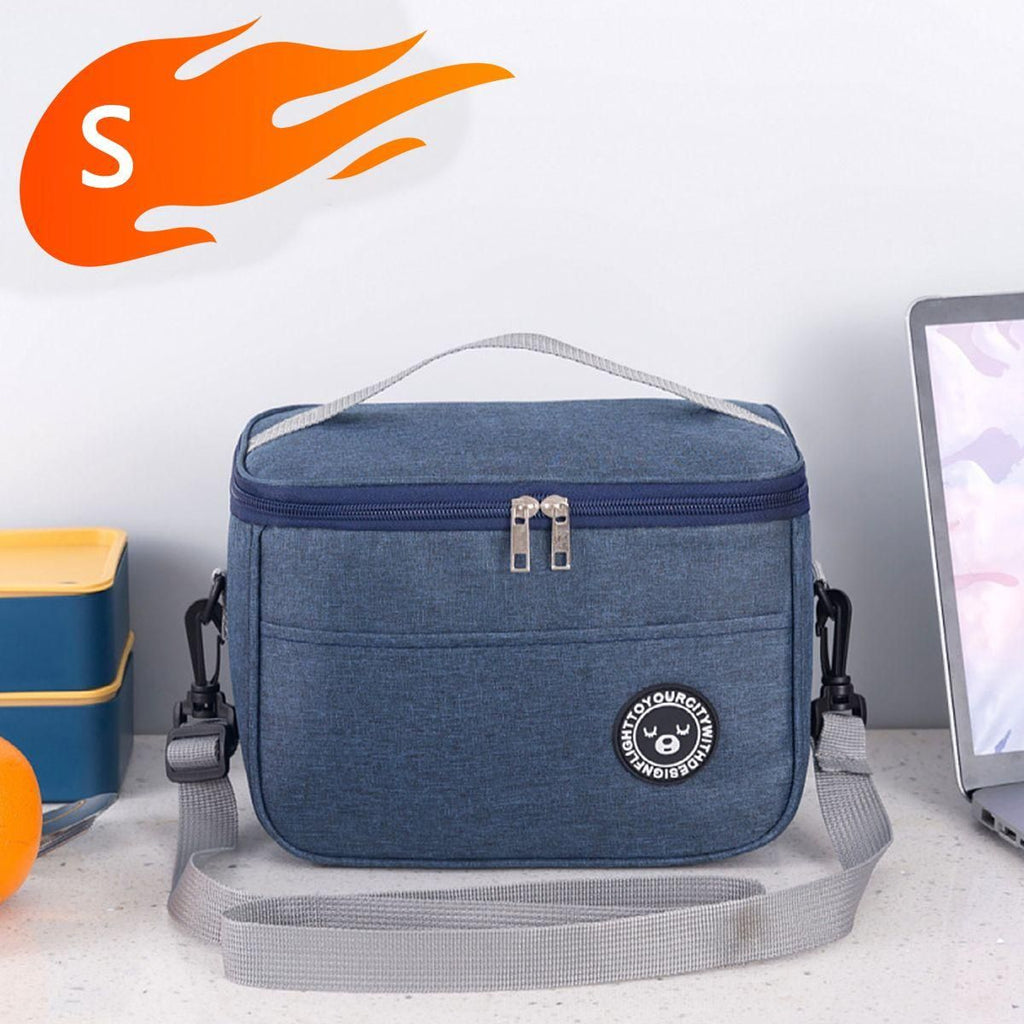 Thickened aluminum foil insulated lunch bag, compatible with heated lunch boxes, waterproof oxford fabric lunch tote with hand and crossbody carrying options