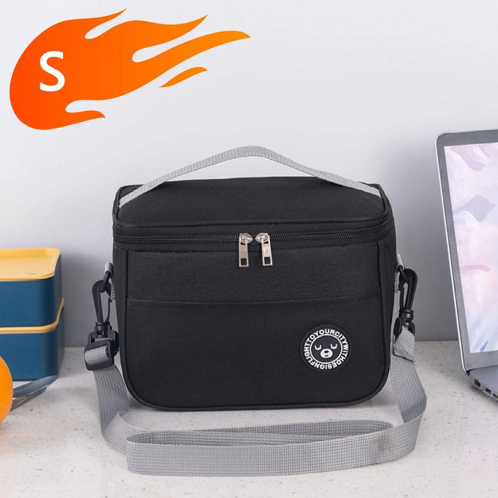 Thickened aluminum foil insulated lunch bag, compatible with heated lunch boxes, waterproof oxford fabric lunch tote with hand and crossbody carrying options