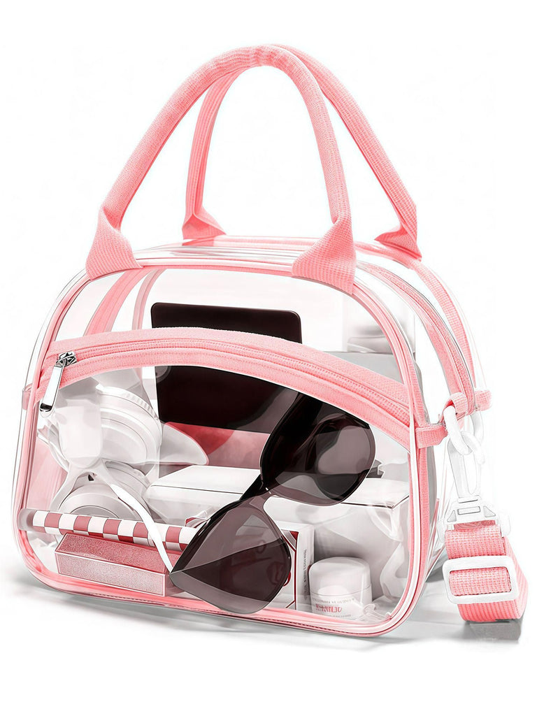 Thickened fully transparent PVC handbag, portable wash bag that can be slung over, and large capacity storage bag for security check courts