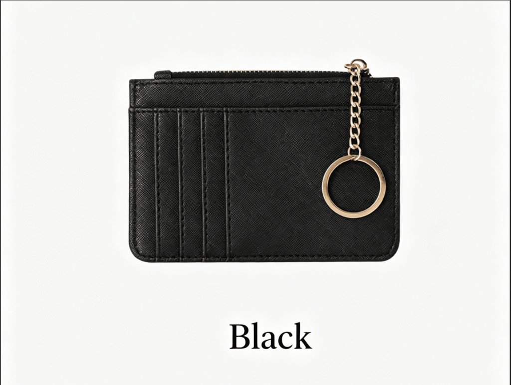 This slim wristlet card wallet is a minimalist essential! Multiple card slots + zipper coin pocket, detachable key ring for easy carrying.