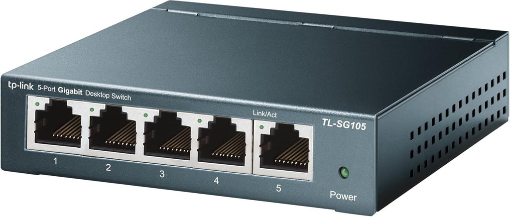 TL-SG105, 5 Port Gigabit Unmanaged Ethernet Switch, Network Hub, Ethernet Splitter, Plug & Play, Fanless Metal Design, Shielded Ports, Traffic Optimization