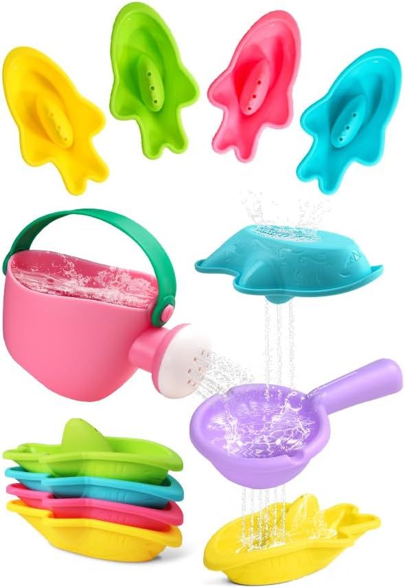 Toddler Bath Toys Mold Free for 12+ Months Bathtub Beach Sand Pool Water Table Toys for 1 2 3 4 5 6 Years Old Boys Christmas Birthday Gifts
