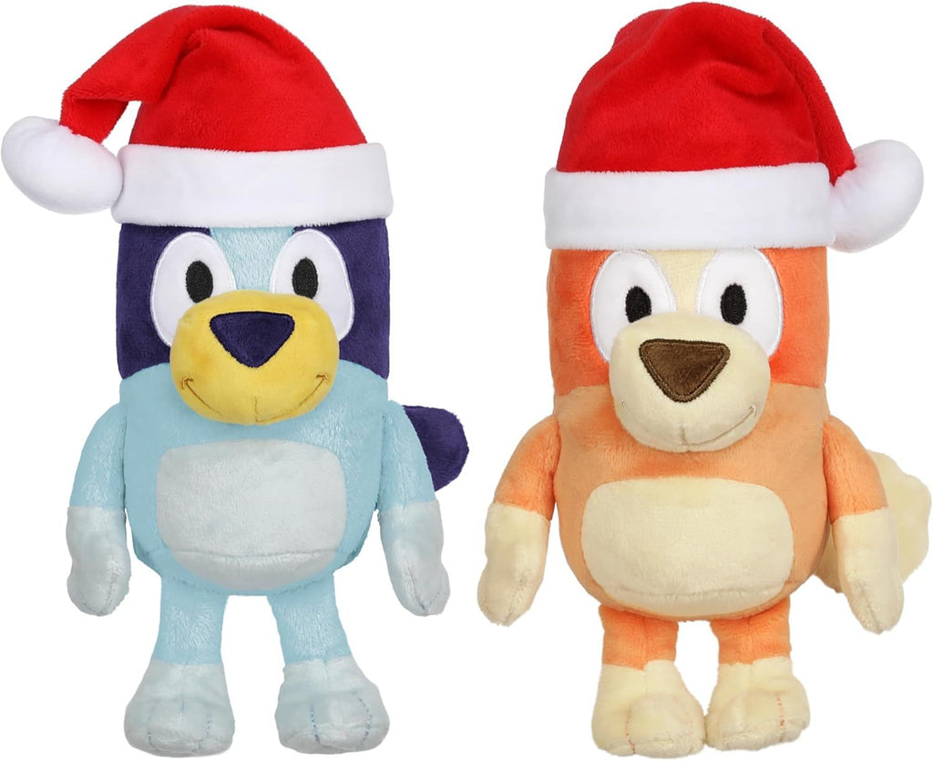 Toddler Plush Toys Pack of 2, 7-8', Soft, Festive Holiday Season Plush Figure Toys with Santa Hats, Cuddly Plush Animals for Kids Ages 3+