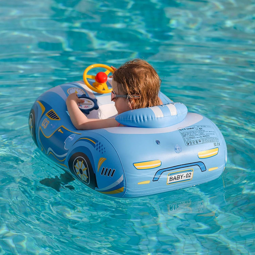 Toddler Pool Float with Seat Boat Inflatable Ride-on Car for Kids Outdoor Toys