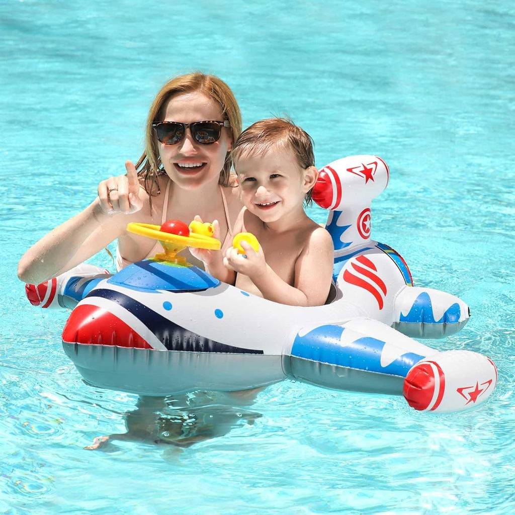 Toddler Pool Float with Seat Boat Inflatable Ride-on Car for Kids Outdoor Toys