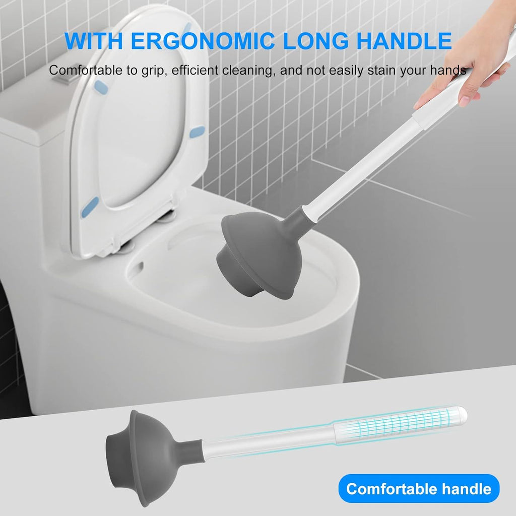 Toilet Brush and Plunger Set, 2 Packs Toilet Plungers for Bathroom Heavy Duty Toilet Bowl Brush and Holder Hidden Toilet Plunger and Brush Set for Deeply Cleaning - White