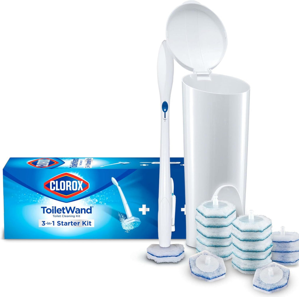 ToiletWand Toilet Bowl Cleaner- Toilet Brush, Storage Caddy and 16 Disinfecting Refill Heads