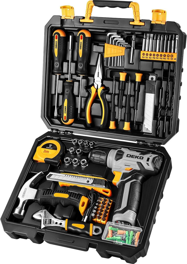 Tool Kit with 8V Cordless Drill,Tool Box with Drill,Hand Drill Set for Men & Women,Home Tool Kits for House Repair,Handyman,DIY 126 Piece