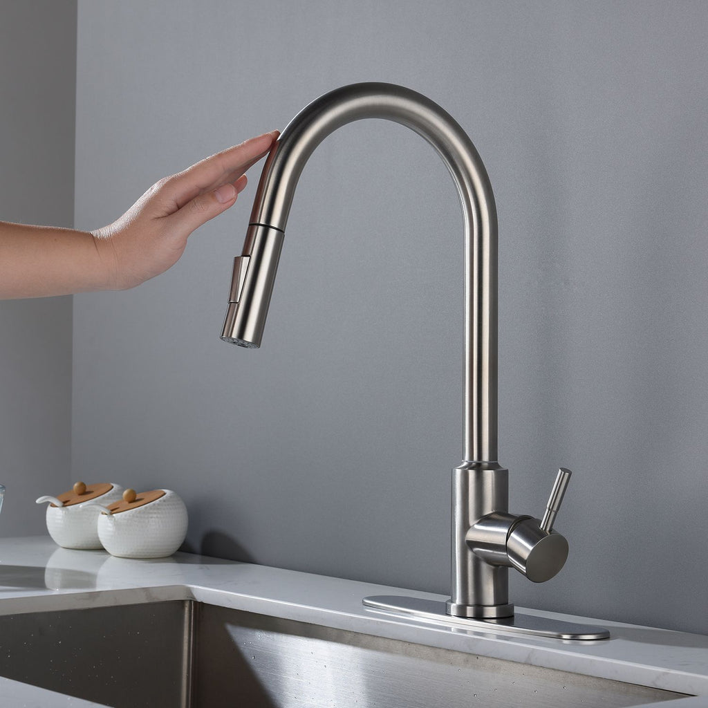 Touch Kitchen Faucet with Pull Down Sprayer; Single Handle High Arc  Pull out Kitchen Faucet; Single Level Stainless Steel Kitchen Sink Faucets with Pull down Sprayer