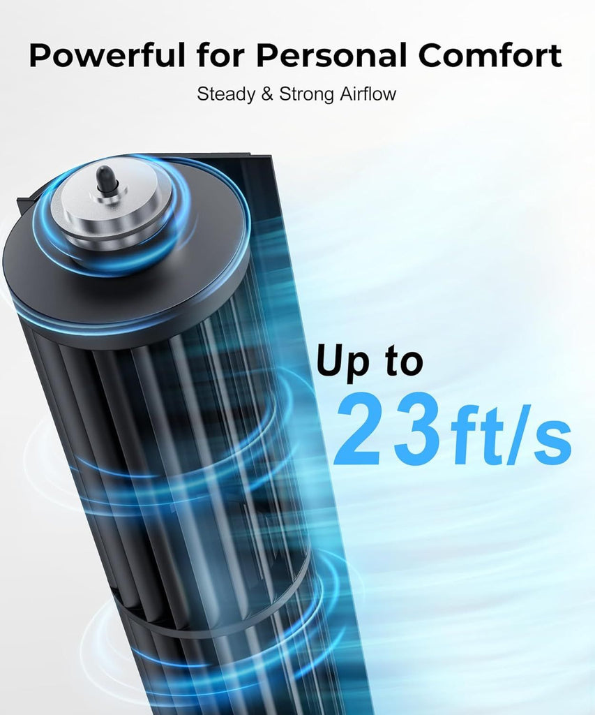 Tower Fan, 23ft/s Desk Fan with Remote, 70° Oscillating, Standing Table Fan with 4 Speeds, 4 Modes, 12Timer, 2026 New 13'' Bladeless Fan for Bedroom Office, Home