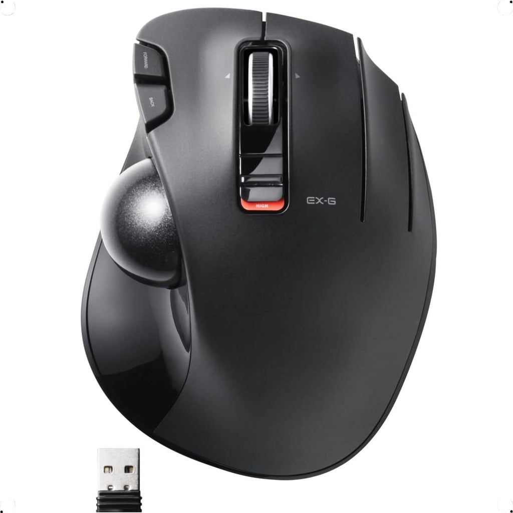 Trackball Mouse, 2.4GHz USB Wireless, Ergonomic Design, Thumb Control, Smooth Roller Ball, Optical Tracking, 6 Programmable Buttons, Tilt Scroll, Computer Mice for Laptop PC, Windows & Mac