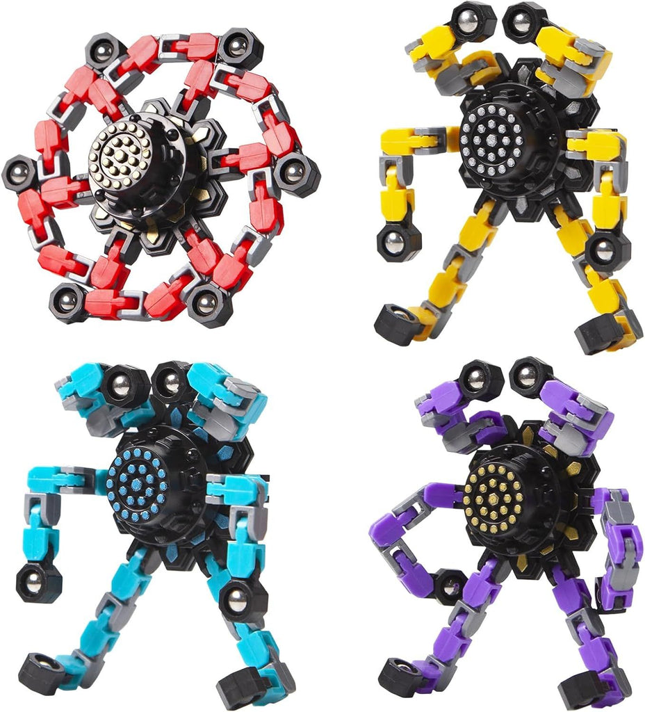 Transformable Fidget Spinners Toys 4 Pcs for Kids and Adults Stress Relief Sensory Toys for Boys