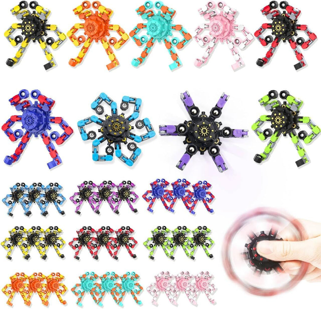 Transformable Fidget Spinners,Funny Stress Relief Sensory Fidget Toys, Deformable Chain DIY Robot Fingertip Gyros Toys Birthday Party Favors Easter Basket Stocking Stuffers for Kids and Adults  36PC