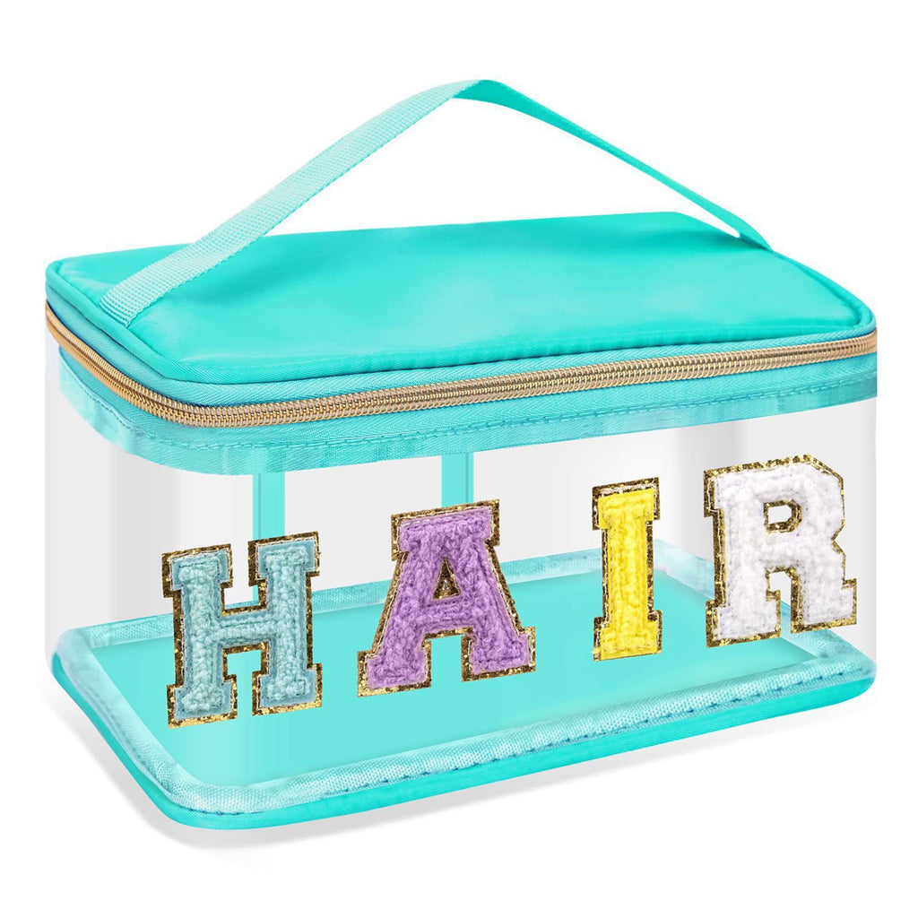 Transparent PVC Embroidered Storage Bag, Kids' Hair Accessory & Hair Tie Organizer, Portable Waterproof Makeup Pouch