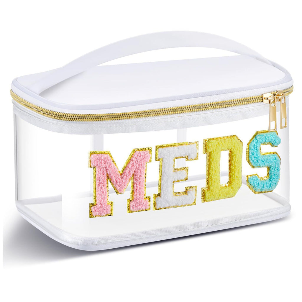 Transparent PVC Embroidered Storage Bag, Kids' Hair Accessory & Hair Tie Organizer, Portable Waterproof Makeup Pouch