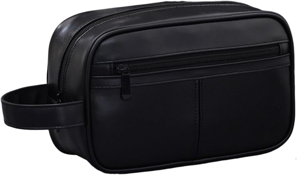 Travel Toiletry Bags For Men And Women, Travel Shaving Dopp Kit Waterproof Bathroom Toiletries Organizer Pu Leather Cosmetic Bag(Black).