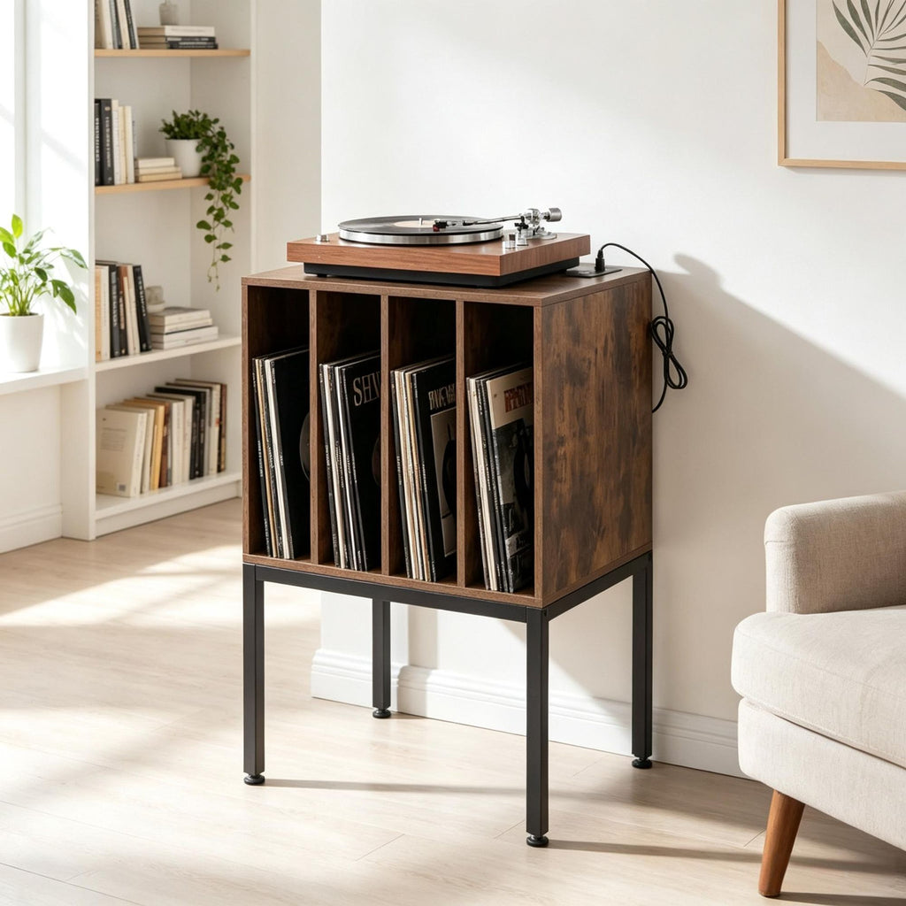 Turntable Stand with Power Outlets Record Player Stand