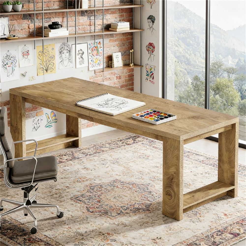 Two person office desk, rectangular dining table, study desk, conference table