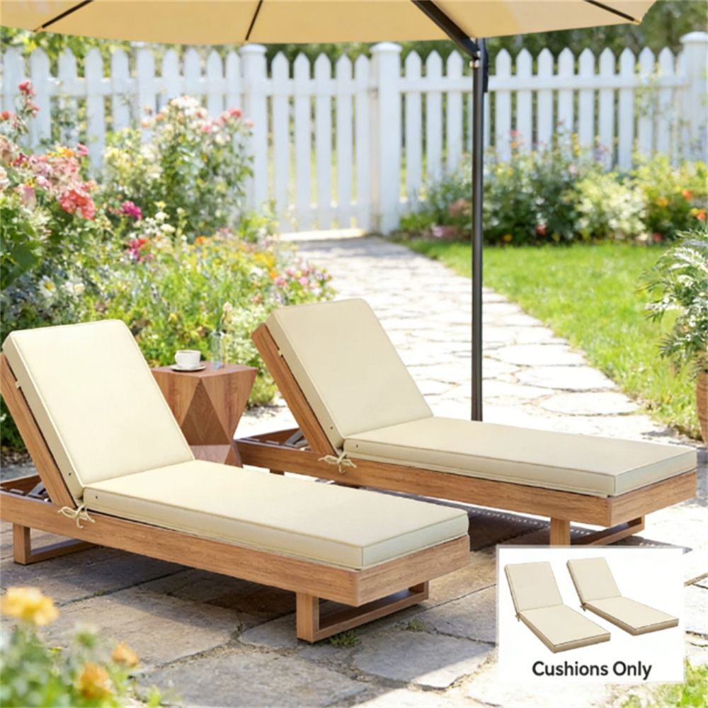 Two piece terrace chair cushion, leisure chair replacement cushion, garden chair cushion, beige (cushion only)