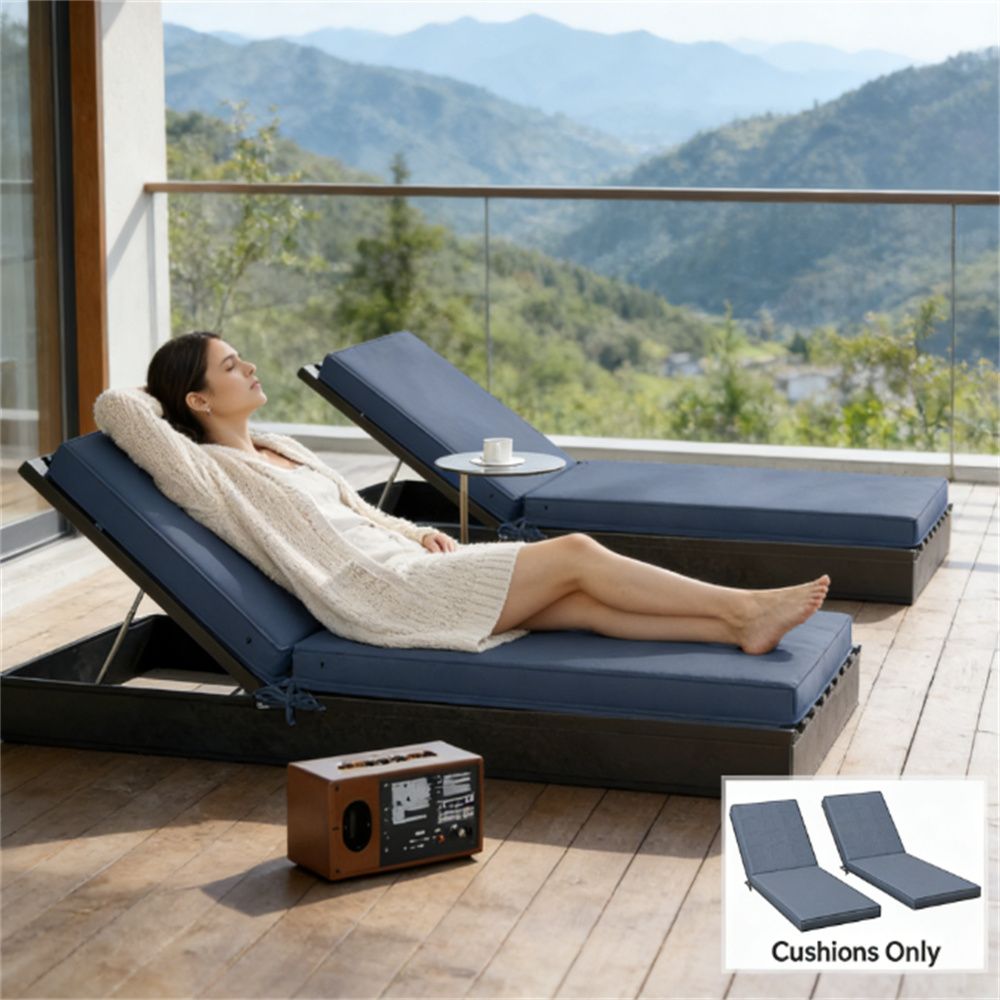 Two piece terrace chair cushion, leisure chair replacement cushion, garden chair cushion, sky blue (cushion only)