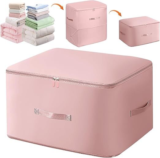 Ultra Space Saving Self Compression Organizer,New Heavy Duty Moving Bags,Clothing Storage Bags with Zipper for Comforters,Blankets,Bedding,Clothes(Pink,XL-54 * 42 * 60cm)
