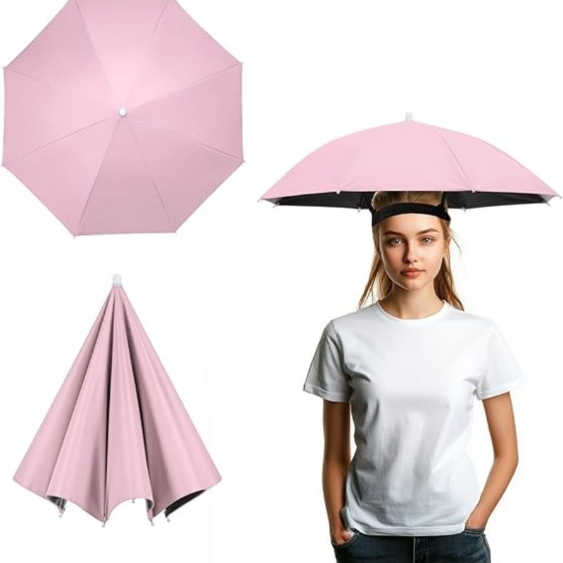 Umbrella Hat, Fishing Hat Hands Free Waterproof Adjustable Sun Rain Cap Hat with Elastic Band Fit for Fishing