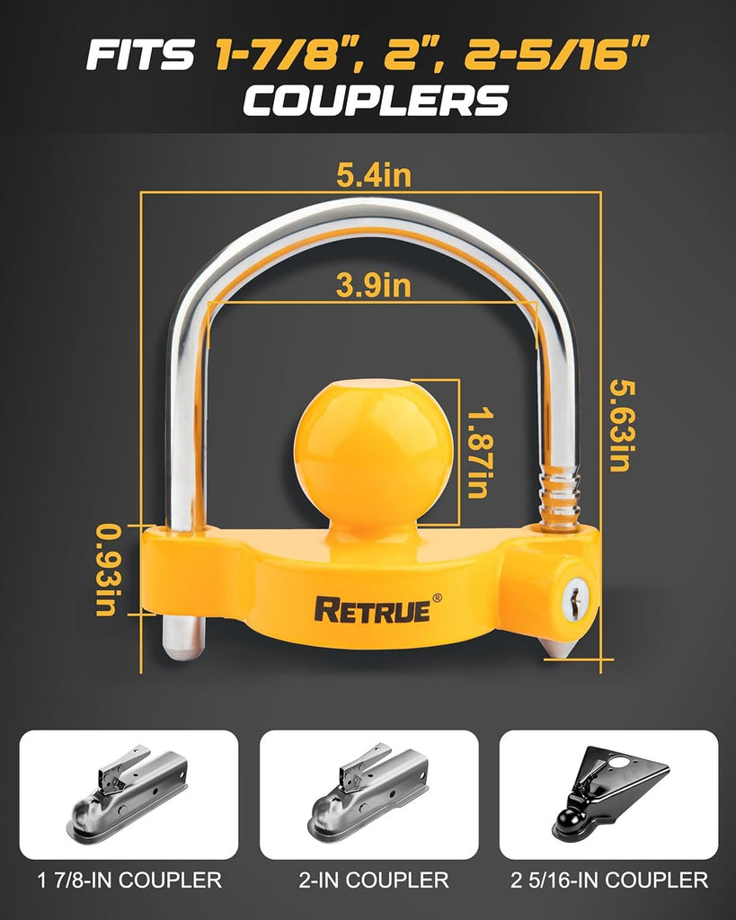 Universal Coupler Lock Trailer Locks Ball Hitch Trailer Hitch Lock Adjustable Security Heavy Duty Steel