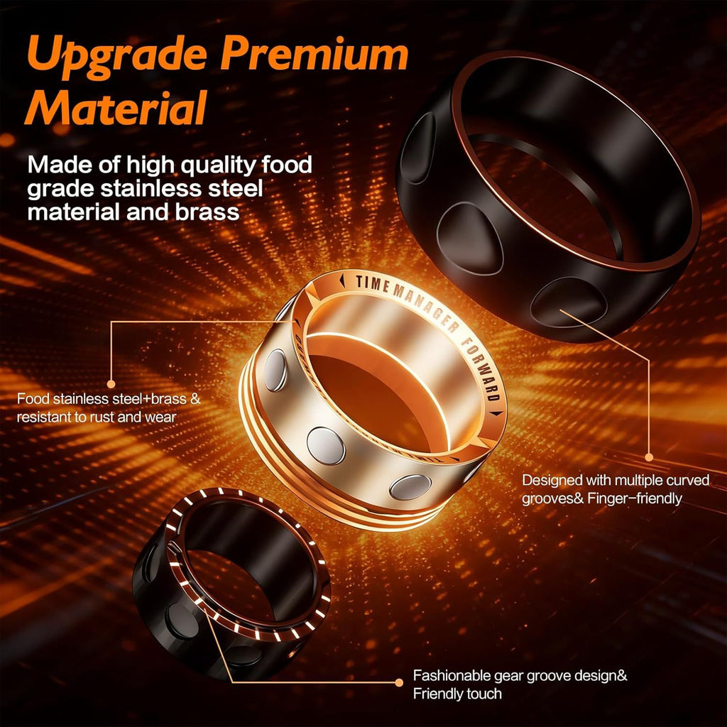 Upgraded Fidget Spinner for Stress Relief Magnetic Fidget Ring Toy with Mechanical Sound Sensory Stress Toys Anxiety EDC Relief Slider Tool Figette for Adults & Teens,Kids,Black