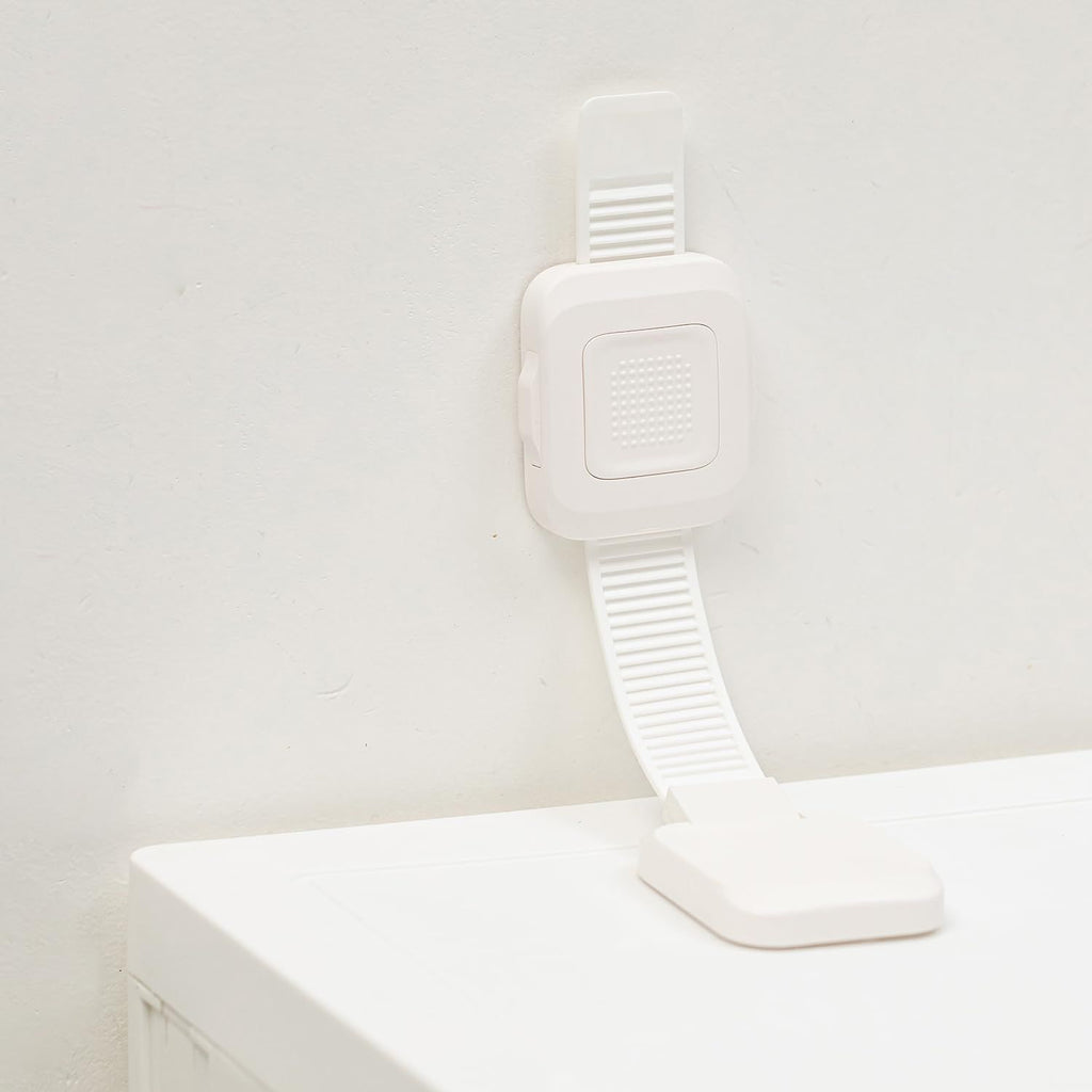 Upgraded No Drill Furniture Anchors for Baby Proofing, Anti-Tip Adjustable Straps, Strong Adhesive Backing 2 Pack