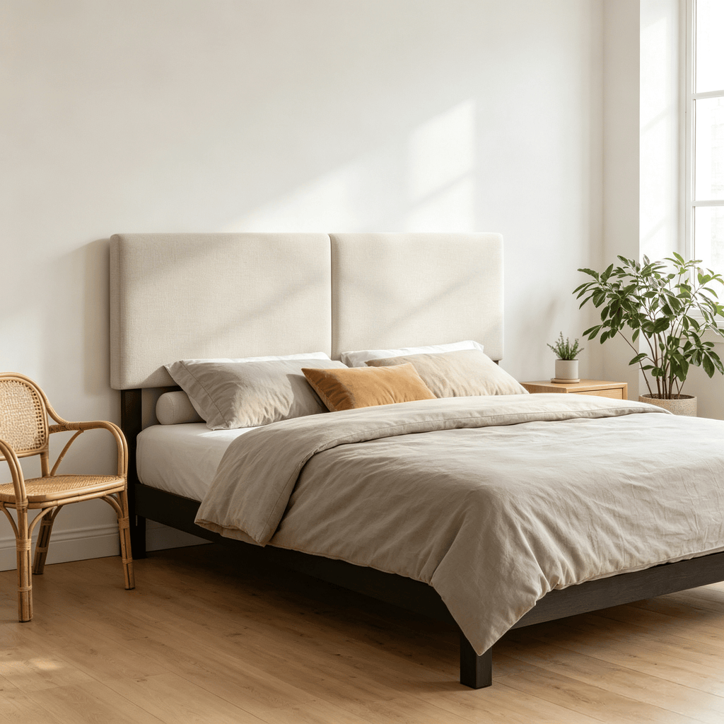 Upholstered Headboard Queen/Full Size Quilted Linen Fabric Bed Frame Mount Panel - Durable Bedding Essential