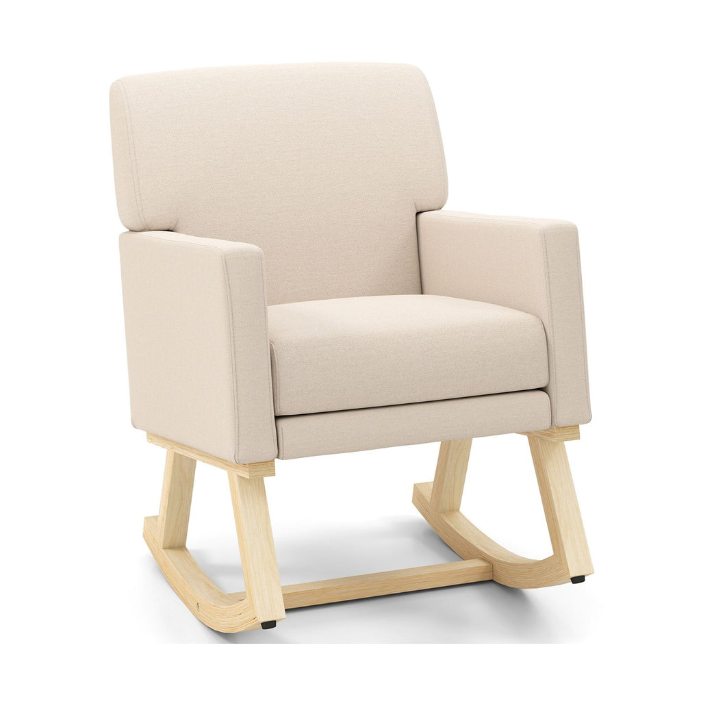 Upholstered Rocking Chair with and Solid Wood Base