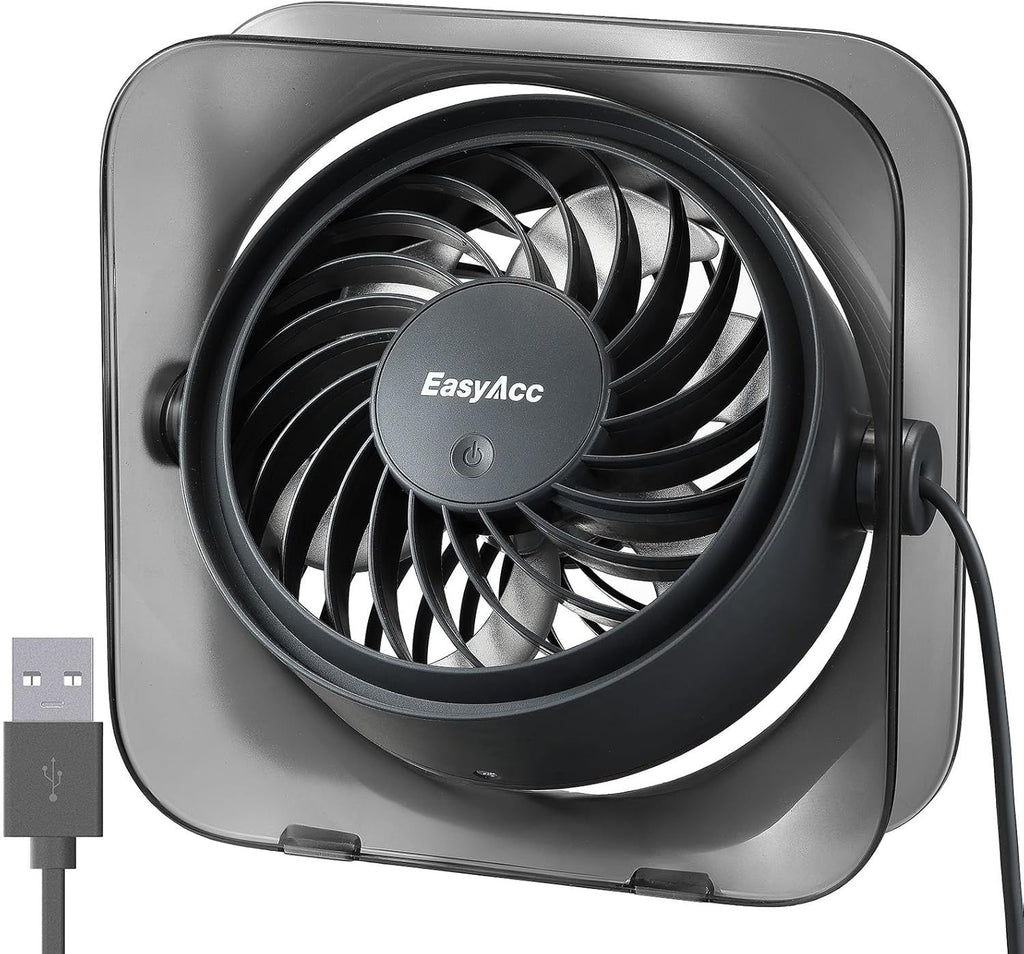 USB Small Desk Fan, Fan [360°Rotatable Head &Powerful ] 3 Speeds Portable Personal Table Travel Fan for Sleeping Desk Cruise Ship Dorm Bedroom Office Office (No Battery)