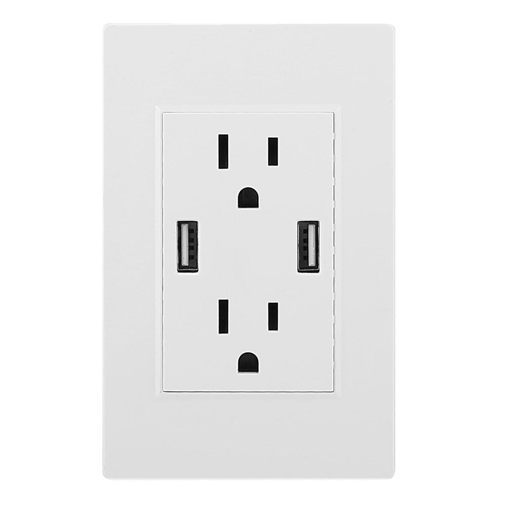 USB Wall Outlet Dual 2.4A USB Wall Charger High Speed Duplex Wall Socket US Standard