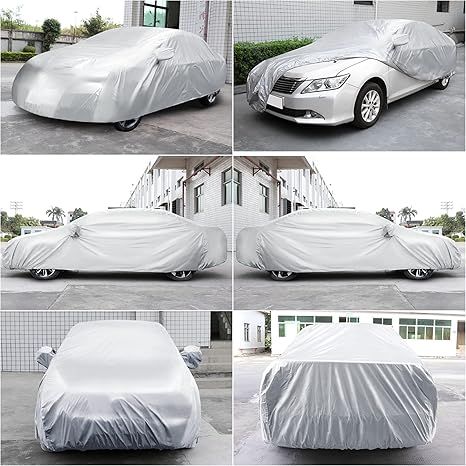 uxcell 3L Non-Waterproof Compact Car Cover - Rain/UV Protection for Sedans & Coupes (Fits Up to 4.75m)