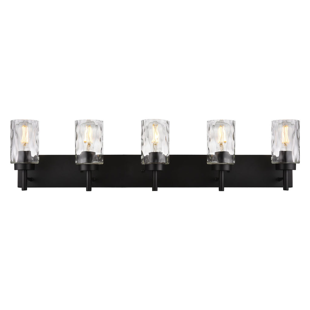 Vanity Light Fixtures 3 Light Modern Wall Sconces Lighting Black Bathroom Lights Wall Mounted with Hammered Glass Shade, Farmhouse Wall Light for Mirror Cabinets, Powder Room, Dressing Table