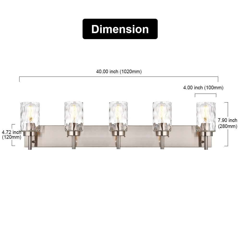 Vanity Light Fixtures 3 Light Modern Wall Sconces Lighting Black Bathroom Lights Wall Mounted with Hammered Glass Shade, Farmhouse Wall Light for Mirror Cabinets, Powder Room, Dressing Table