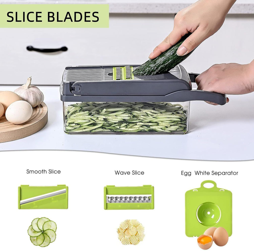 Vegetable Chopper Slicer 13-in-1 with Spice Chopper Set 7 Blades Veggie Dicer Onion Fruit Cutter