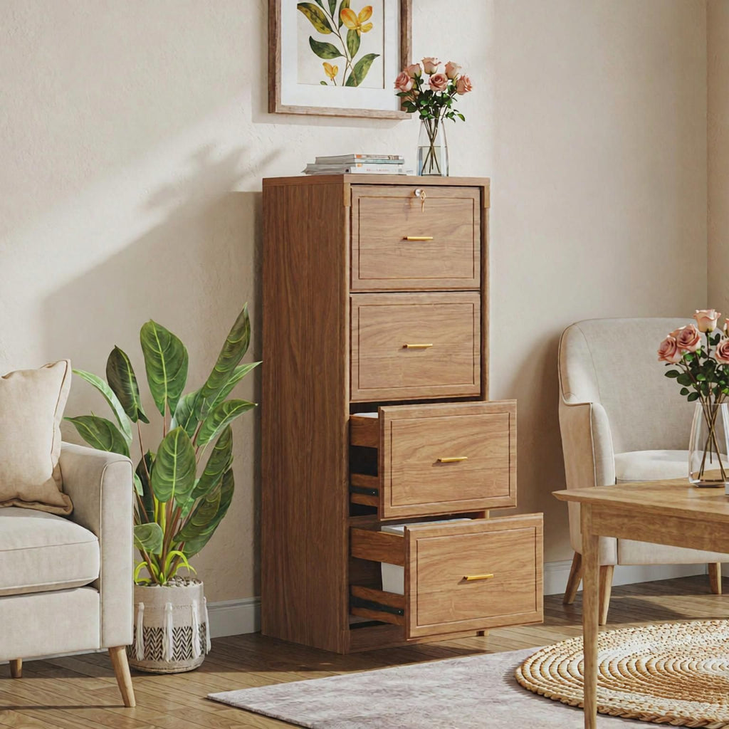 Vertical 51" File Cabinet with 4 Storage Drawers Metal Filing Cabinet for Home Or Office Organization