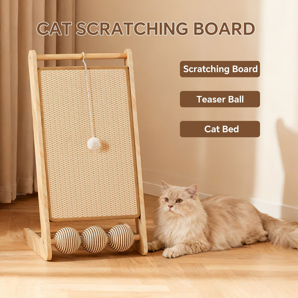 Vertical Slanting 15° Against The Wall Cat Tree Wood Removable and Washable Sisal Scratch Pad Movable Thickened Base