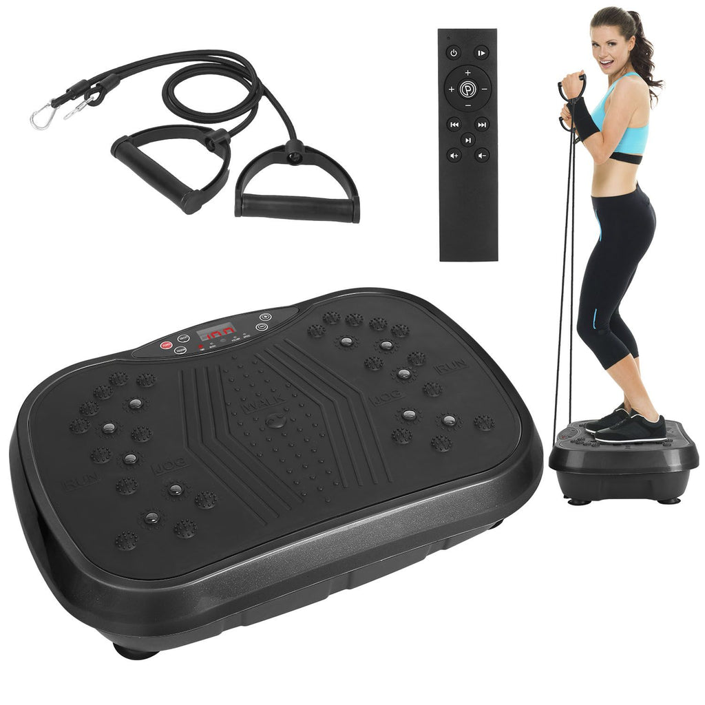 Vibration Exercise Machine Vibrating Plate Platform Whole Body Fitness Vibration Workout Equipment with 120 Speeds 1-20Mins Timer Resistant Bands Remote Control 330LBS Max Load